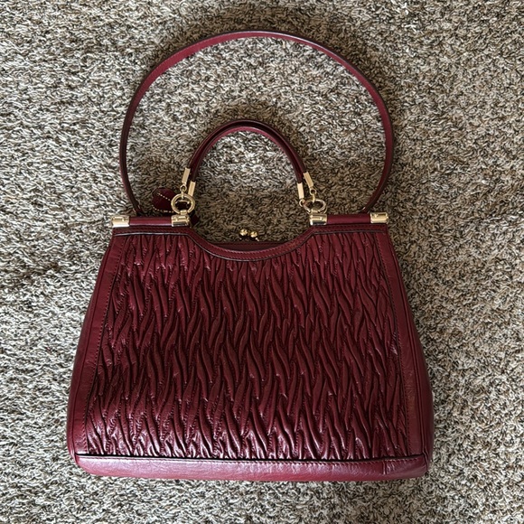 Coach Madison Satchel Bag Gathered Leather Brick Red - Picture 2 of 15